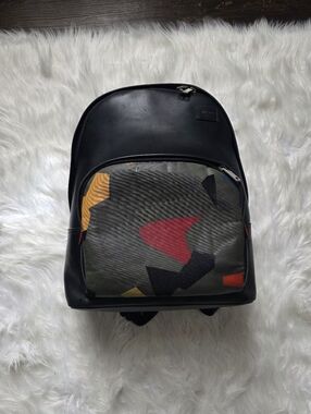 Jack Spade Black Backpack with Multicolor Geometric Front